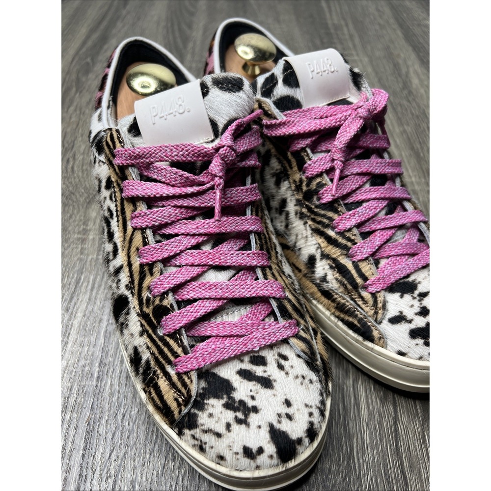 P448 John Low Top Sneakers Multifur Calf Pony Leather Womens US 10 EU 40 EUC! - Picture 4 of 14